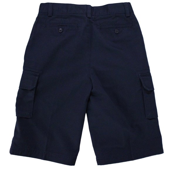 NWT LANDS' END UNIFORM BOY'S STAIN/WRINKLE RESISTANT CARGO SHORT CLASSIC NAVY 20 - Picture 2 of 7